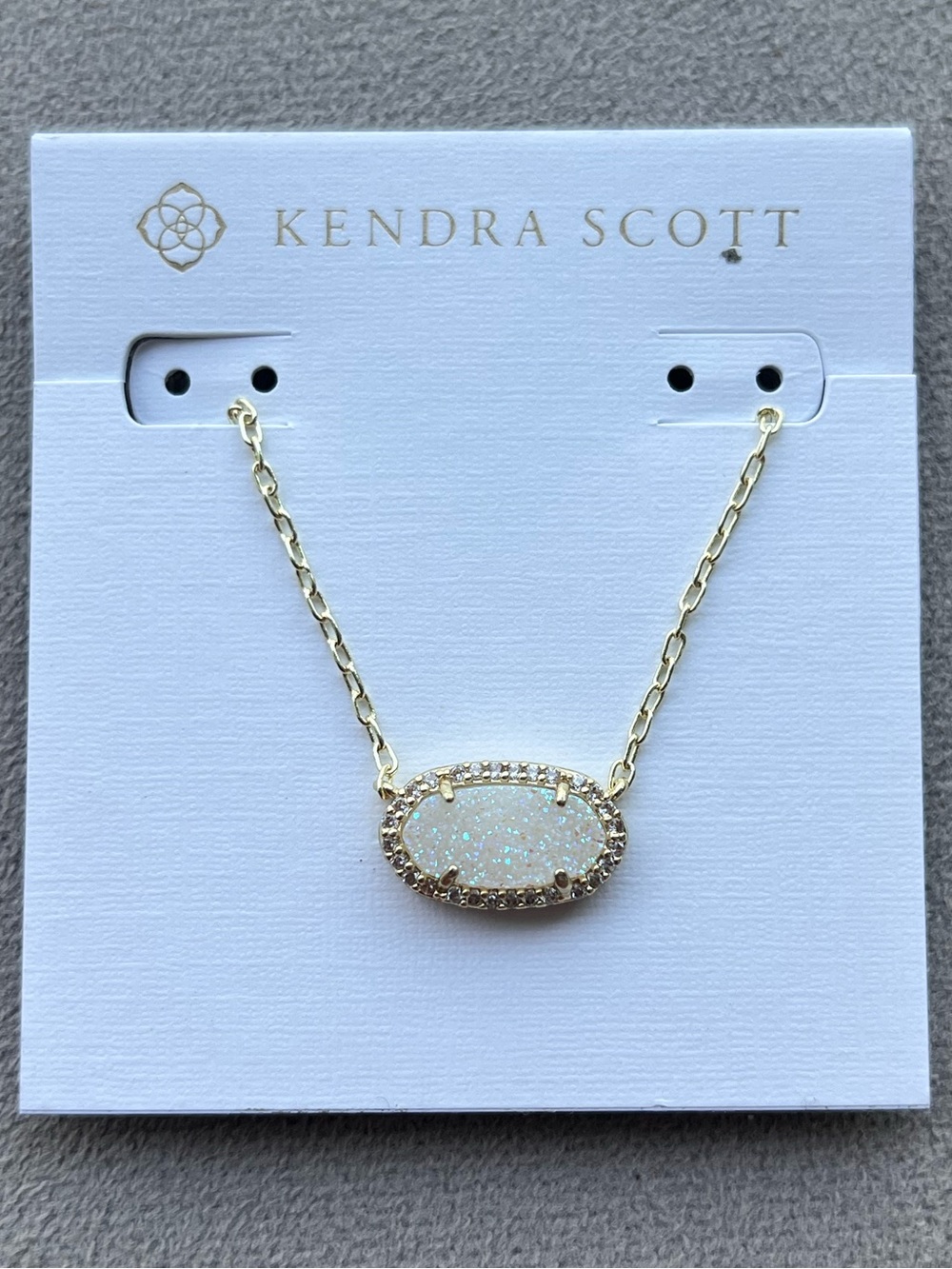 Kendra Scott Gold Chain Necklace with Pink Druzy Oval Pendant - Picture 3 of 3